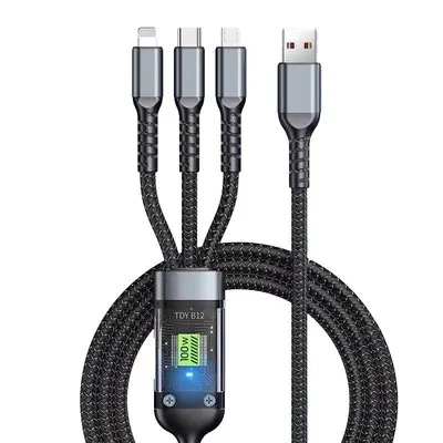100W Ladekabel, 3-in-1, 6A, Schnellladung