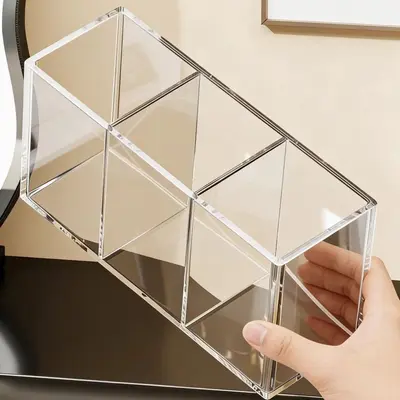 Kosmetikpinsel-Organizer mit Fächern, transparent - 1