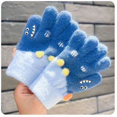Children's Warm Winter Half-Finger Gloves Cute Design - 8