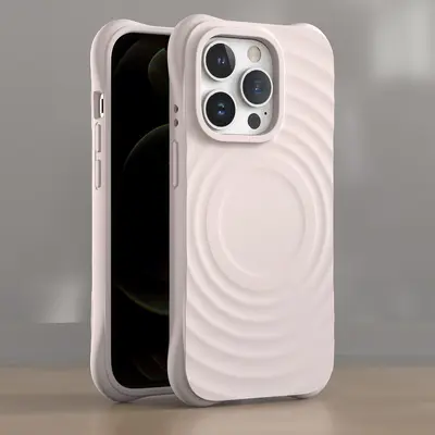 Apple 17 Pro Max kabelloses magnetisches Telefongehäuse iPhone 16 Schutzhülle geeignet beliebter einfarbiger Wellenmuster-Schale - 11