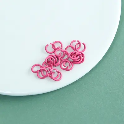 Renkli çinko alaşımlı fırınlanmış boyalı 10mm ve 8mm açık halka DIY takı bağlantı halkası - 11