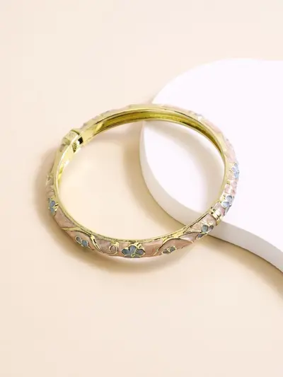 New Jingdezhen Cloisonné Bracelet Palace Style Enamel Painted Bangle Drip Oil Floral Series Open Cuff Rhinestone Jewelry Wholesale - 7