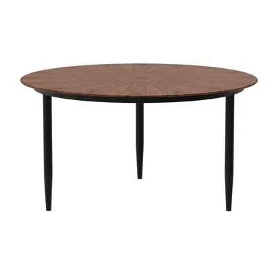 Round Glass Side Table with Wood Grain, for Small Apartments
