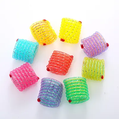 Colorful Soft Mesh Tube Spring Ball Cat Toy for Self-Play