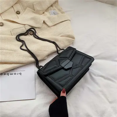 Women's Studded Chain Strap Small Square Crossbody Bag - 7