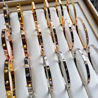 18K gold-plated bracelet, wide/narrow version, cubic zirconia - 2
