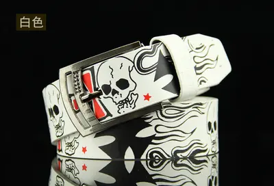 Popular cross-border pin buckle men's belt AliExpress belt European and American hip-hop skull casual pants belt manufacturer wholesale