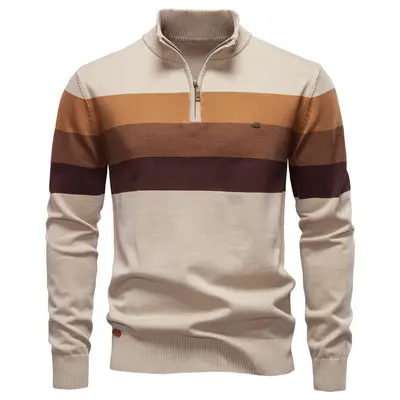 Men's Open-Chest Stand Collar Knitted Sweater, Pullover - 12