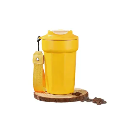 Edelstahl-Thermobecher 316 mit Streifen, Tragegriff und Temperaturanzeige - 6