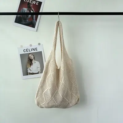 Large Capacity Woven Underarm Tote Bag, Summer Beach Bag - 7