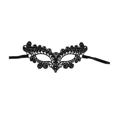 Black Lace Half Face Mask and Cat Ear Headband Set - 8