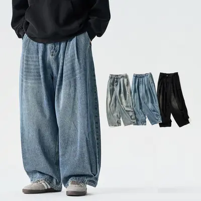 Herren-Jeans mit weitem Bein, Vintage-Workwear-Stil, Übergröße
