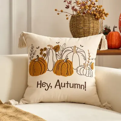 Beliebte Temu Grenzüberschreitung PC Herbst Ahornblatt Kürbis gemusterter Kissenbezug Thanksgiving Dekoration Wohnzimmer Sofa Sitzkissen Bezug - 8