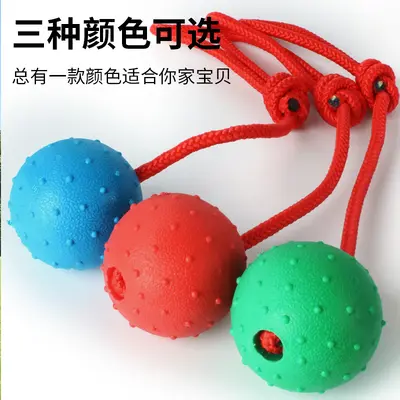 Solid Rubber Dog Training Ball with Rope, Bite-Resistant