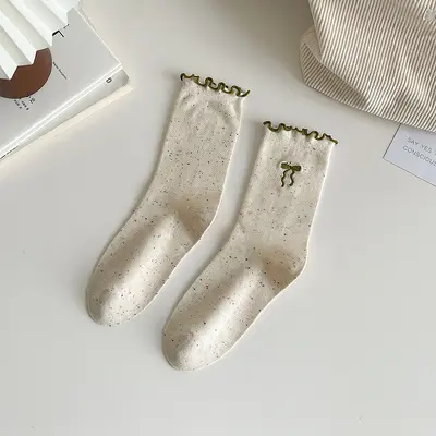 Women's Bow Ruffled Long Socks, Japanese Style - 8