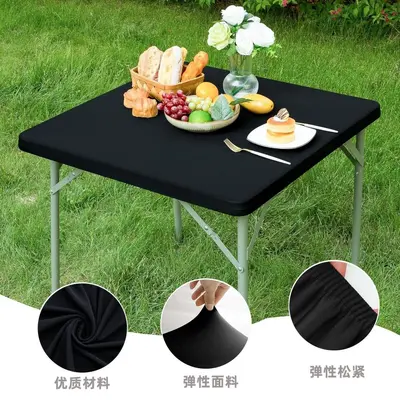 Yemek Masası Örtüsü Yarı Paket Elastik Süt İpek Masa Kılıfı Kolay Temizlenen Açık Hava Otel Ev Polyester Masa Kapağı Stok