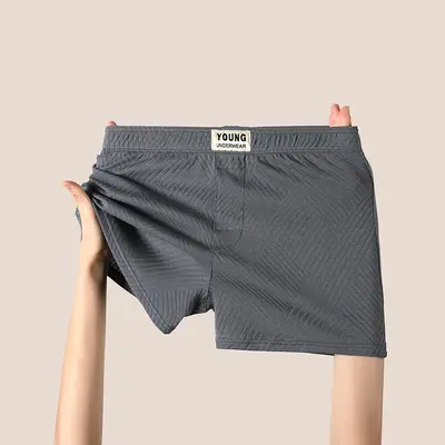 Men's cotton antibacterial boxer shorts, solid colour, loose fit - 8