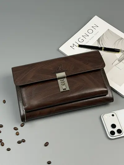 Men's Clutch Bag with Combination Lock, Large Capacity, Business Gift