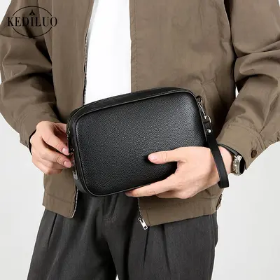 Men's Clutch Bag with Smart Fingerprint Lock and Phone Compartment - 5