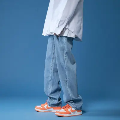 Men's Straight-Leg Loose Black Jeans, Wide-Leg Korean Style