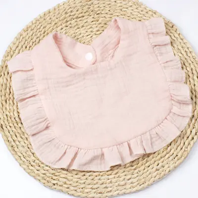 Baby Drool Bib with Ruffles and Lace, Cute Design - 11