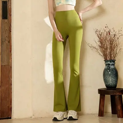Chinese-Style Yoga Set with Flare Pants for Pilates Training - 9