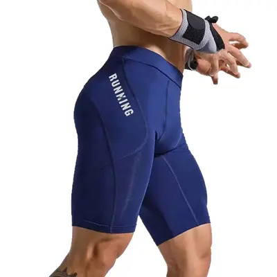 Men's Sports Compression 3/4 Pants High Elasticity Quick-Dry Running Cycling Shorts Basketball Fitness Training Tight Base Layer Pants