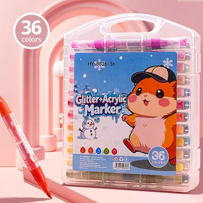 Çift uçlu glitter akrilik marker 48 renk - 10
