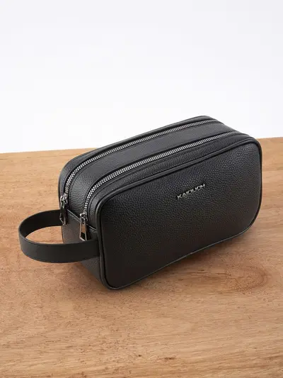 Men's PU Clutch Bag, Large Capacity, Zipper, Waterproof - 5