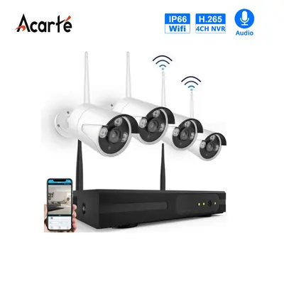 Güçlü 4 yönlü kablosuz güvenlik kamera seti Kablosuz Kamera CCTV Sistem Kiti