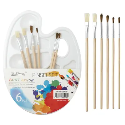 6-piece watercolor and gouache brush set with palette - 12