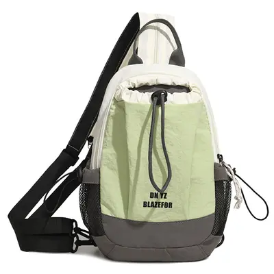 Outdoor Color-Block Drawstring Small Backpack, Lightweight Crossbody Travel and Hiking Bag - 7