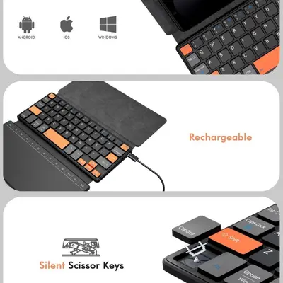 Dual Bluetooth Mini Numeric Keypad with Foldable Leather Case Stand