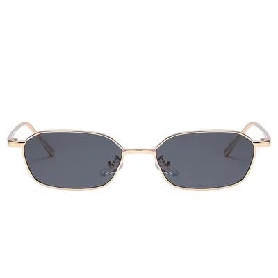 Small-Frame Polygon Metal Sunglasses, Unisex, Ocean Lens - 4