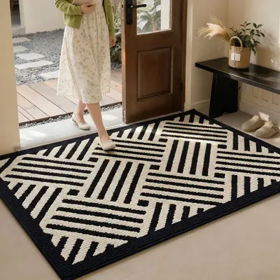 New Chinese-Style High-End Entrance Door Mat, Entryway Carpet, Living Room Foyer Rug, Bedside Rug, Doorway Floor Mat, Dirt-Resistant, Household