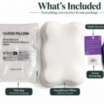 Cloud-shaped memory foam pillow with neck support