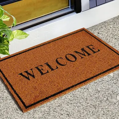 Minimalist Letter Coir Wire-Loop Floor Mat, Trimmable, Easy to Clean - 13