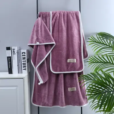 Korallensamt-Badehandtuch-Set 550g dreiteilig
