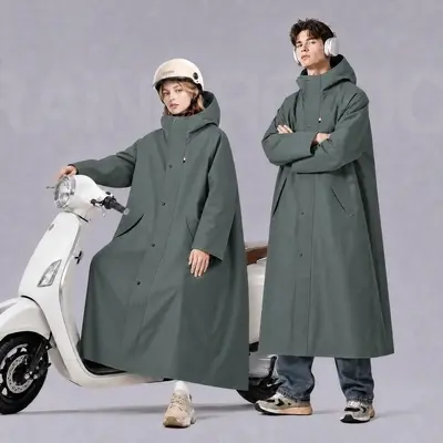 Electric Vehicle Raincoat, Long-Style with Sleeves - 12