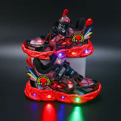 Light-Up Kids' Sneakers, Waterproof Leather Upper, Soft Sole - 12