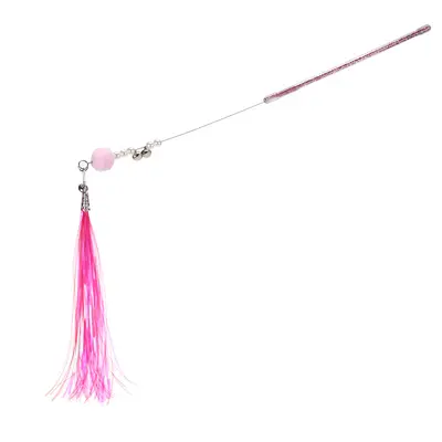 Colorful Rustling Paper Cat Teaser Wand with Feather, Bell and Plush Ball - 6