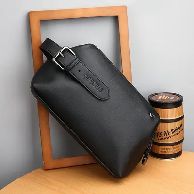 Men's Soft Leather Handbag, Large Capacity for Business and Casual Use - 4