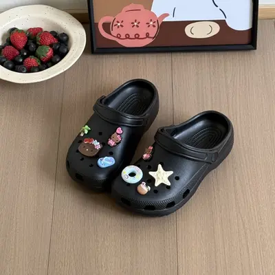 2,5 cm Kemerli Delikli Terlik Kadın Kalın Taban EVA Sandalet - 10