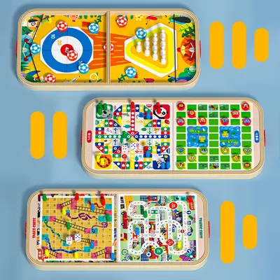 Multifunktionales doppelseitiges Kinderspiel: Flipper-Schach, Fliegendes Schach, Air-Hocke - 3