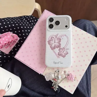 iPhone 18 Pro Max / 17 / 16 Pro Pünktchen-Blumenmuster doppellagig