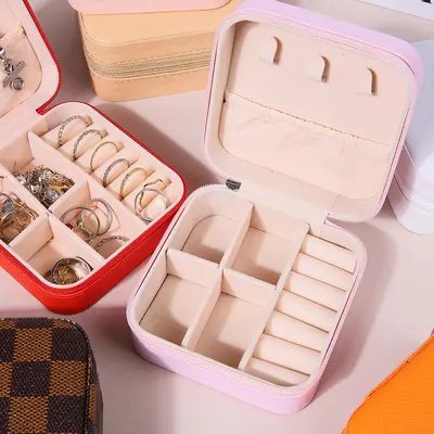 Tragbare Schmuckschatule, Geschenkbox, Schmuckbox, Verpackungsbox, Ohrringe, Ohrclips, Halsketten, Ringe, Schmuckschatule