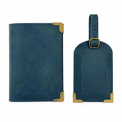Crazy Horse Leder Reisepass-Tasche mit Vintage Gepäckanhänger - 10
