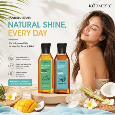 KORMESIC Argan Saç Bakım Yağı, Pürüzsüz Saç Telleri İçin