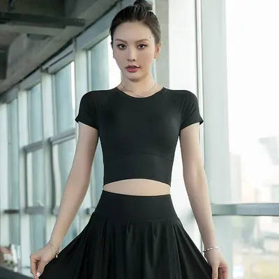 Women's Short Sleeve Yoga Top with Chest Pads, Quick-Dry Fabric - 6