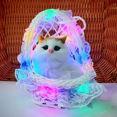 Talking Simulation Kitten Plush Toy with Light-Up Lace Hanging Basket - 9